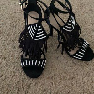 Wild Diva Black Fringe Heels